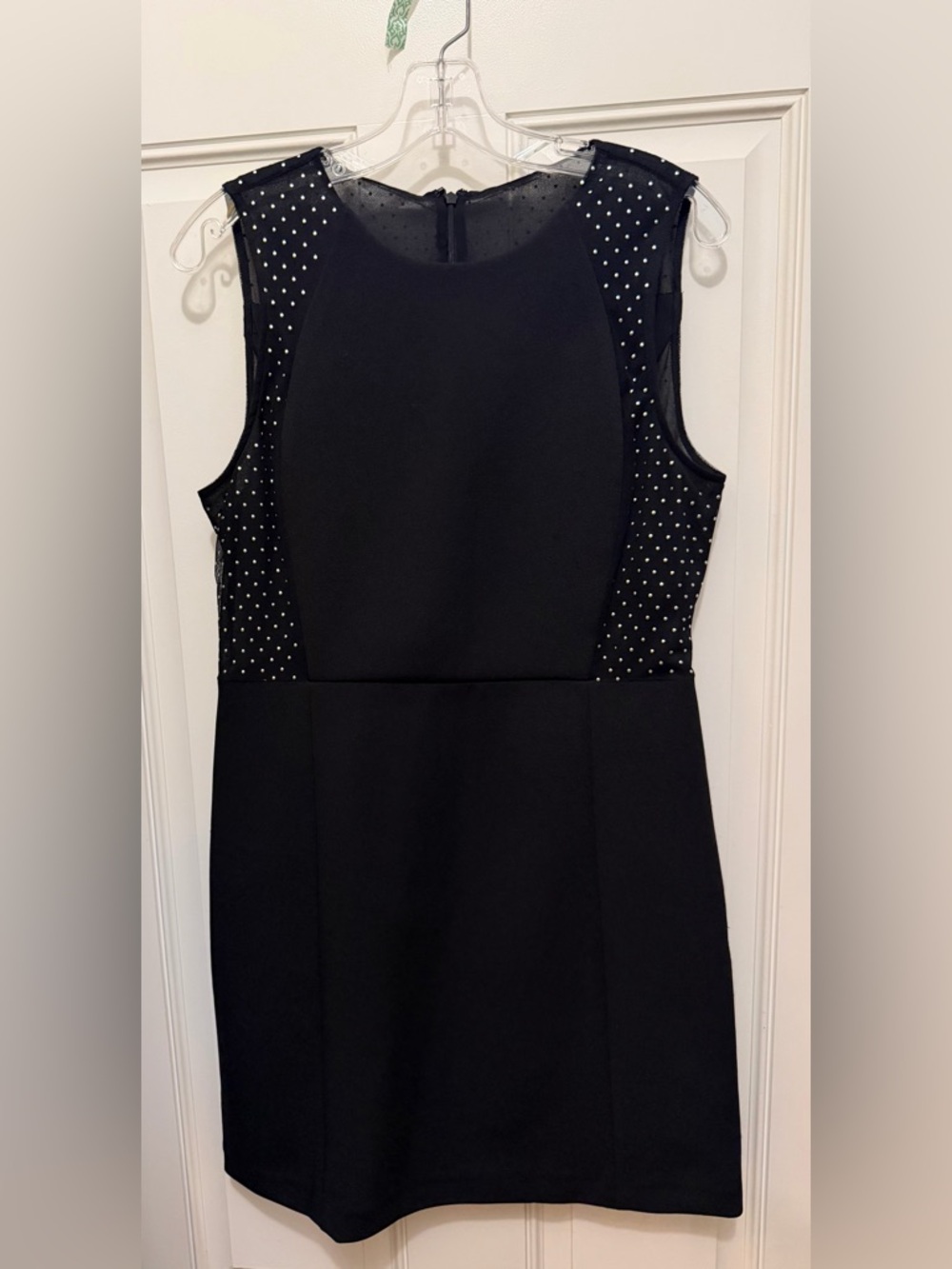 Michael Kors Black Sleeveless Mini Dress with Studded Mesh Panels